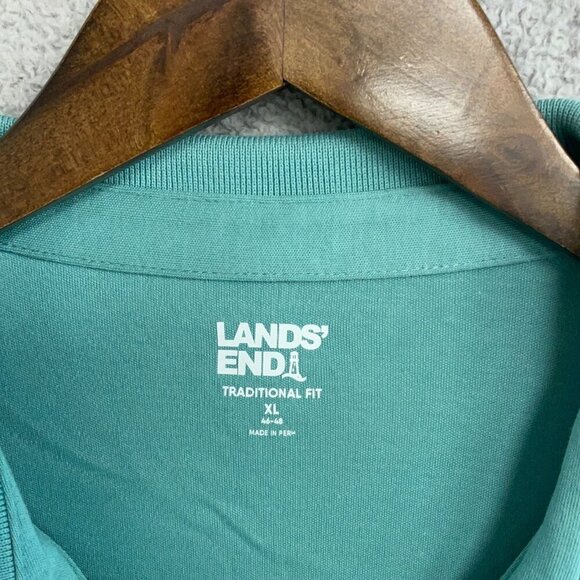 NWOT Lands' End Men's XL Traditional Fit Polo Shirt Turquoise Short Sleeve - Picture 6 of 6